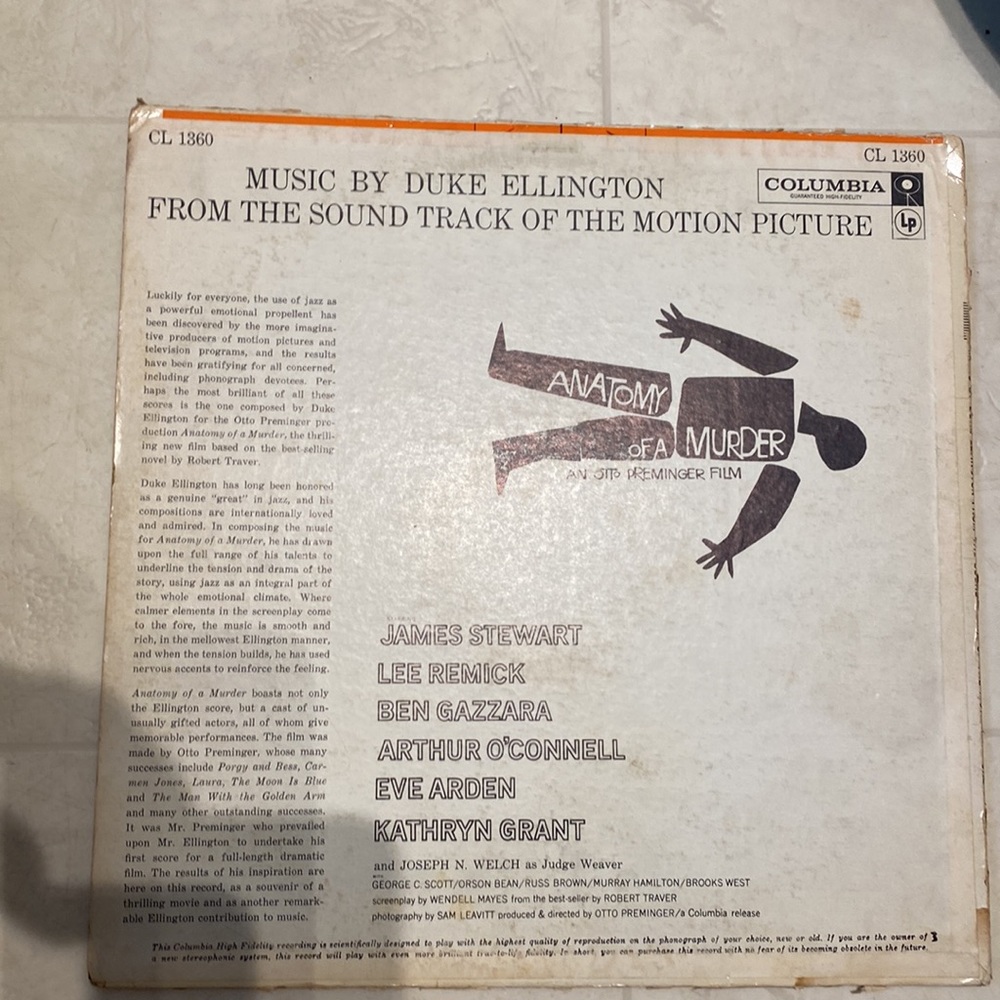 Duke Ellington’s Anatomy of a Murder Sound Track vinyl! Original Owner! 🔥🎵🎶 - Picture 7 of 17